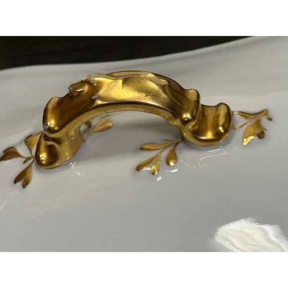 Antique Haviland & Co Limoges White Gold Gilt Porcelain Covered Vegetable Tureen - Picture 10 of 13